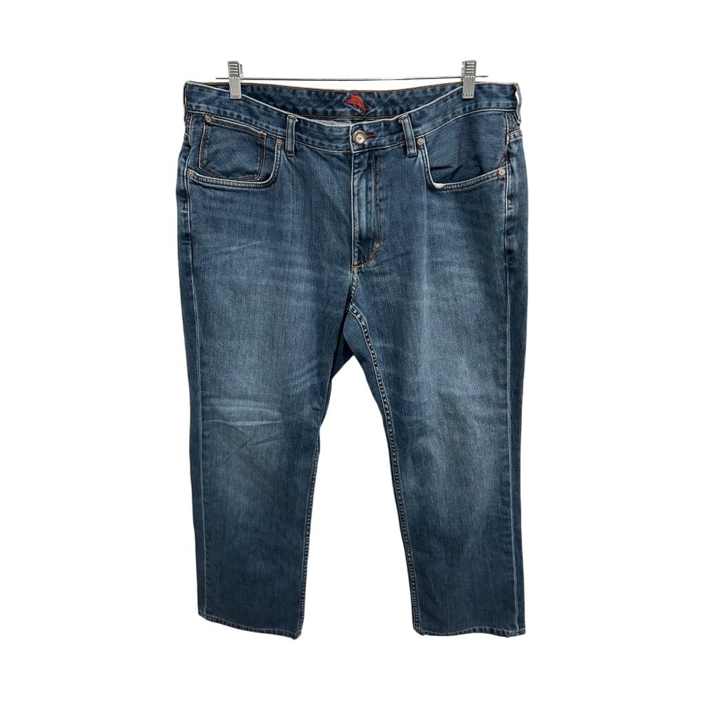 Tommy Bahama Mens Denim Jeans Authentic Classic Fit Mid Blue Straight Leg Sz 40